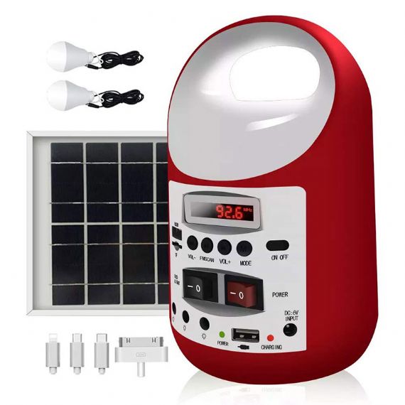 Generador solar portátil con panel solar, pequeño generador portátil  básico, equipado con cable de carga USB, incluye 4 juegos de luces LED,  para